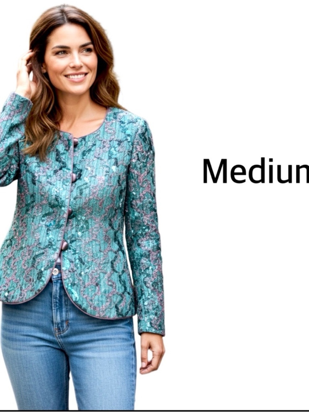 Nancy Neil Teal Sequin Jacket – Women’s Size Medium
